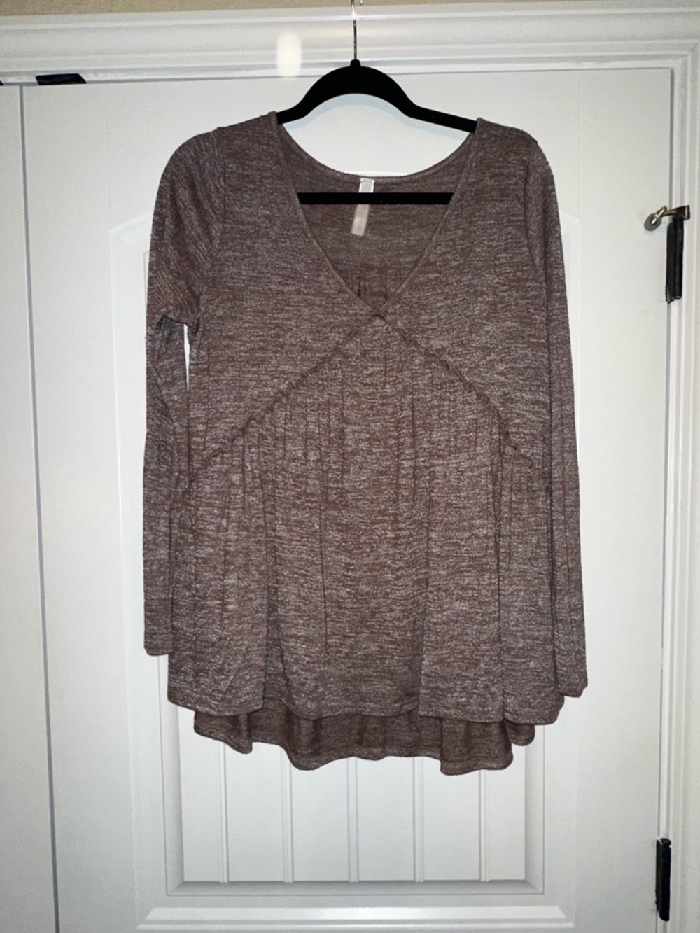 My Story Heathered Brown V-Neck Long Sleeve Tunic